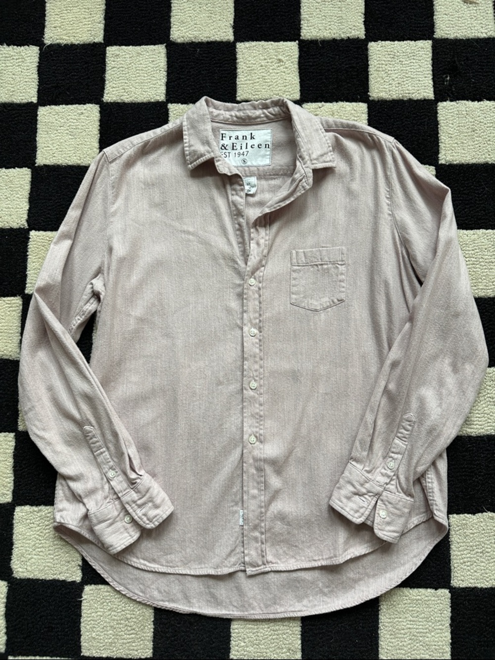 Frank & Eileen Gray/Pale Pink Heather Soft Long-Sleeve Button-Down Shirt | S